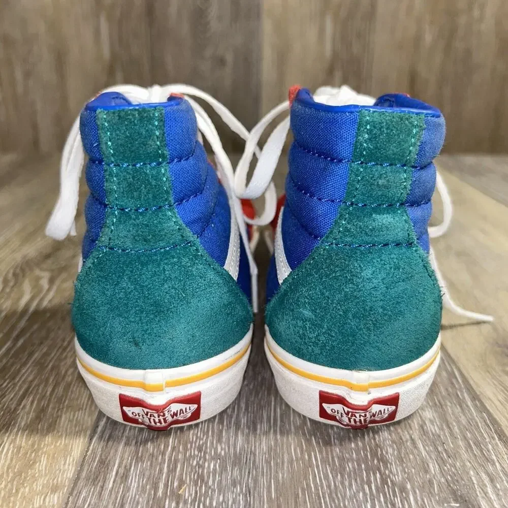 Vans Sk8-Hi Pro Classics Red Yellow Blue Green Suede Skate Shoes Youth US Size 5